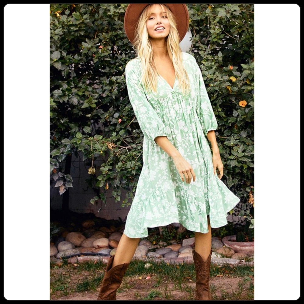 NWT! Sage Delight Boho Floral Midi Dress - Picture 2 of 9